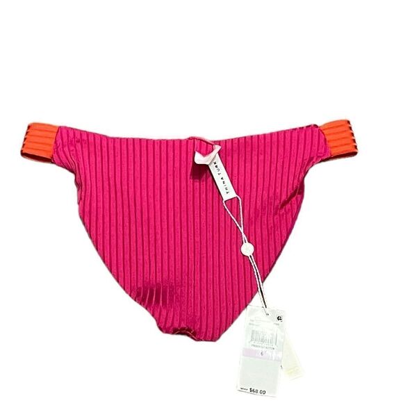 NWT Trina Turk Women’s Pink And Orange French Cut Bikini Swim Bottoms, Size 6 - Picture 2 of 6